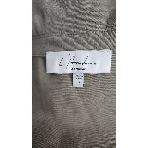 L'Academie Dylan Shorts Romper Olive Green button Front Long Sleeve Pockets Sm - Picture 6 of 9